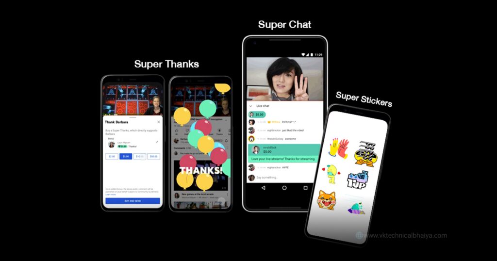 Super Thanks, Super Chat aur Super Stickers.