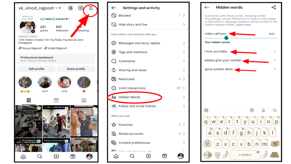 Hidden Words Settings